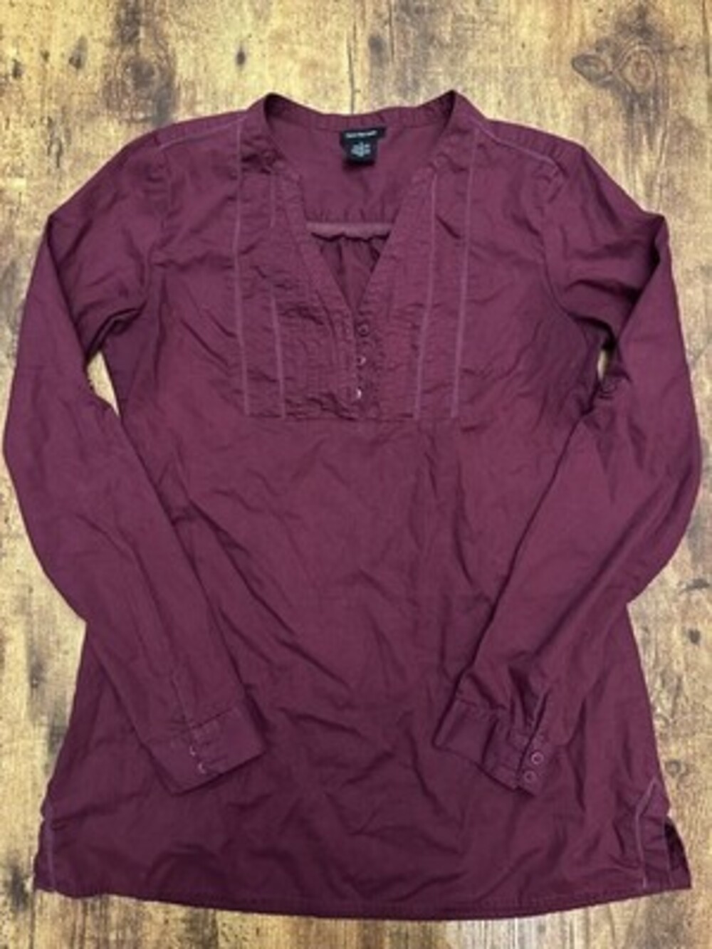 Calvin Klein Jeans Burgundy Pintuck Henley Blouse #214